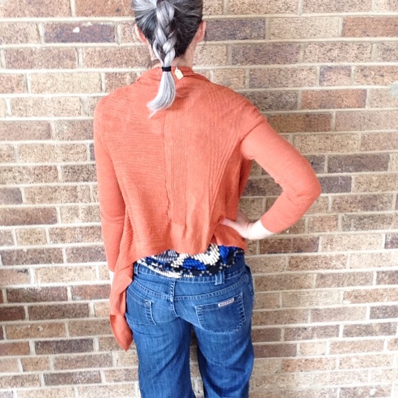 exc MOTH anthropologie terra cotta cardigan XS S - Picture 5 of 7